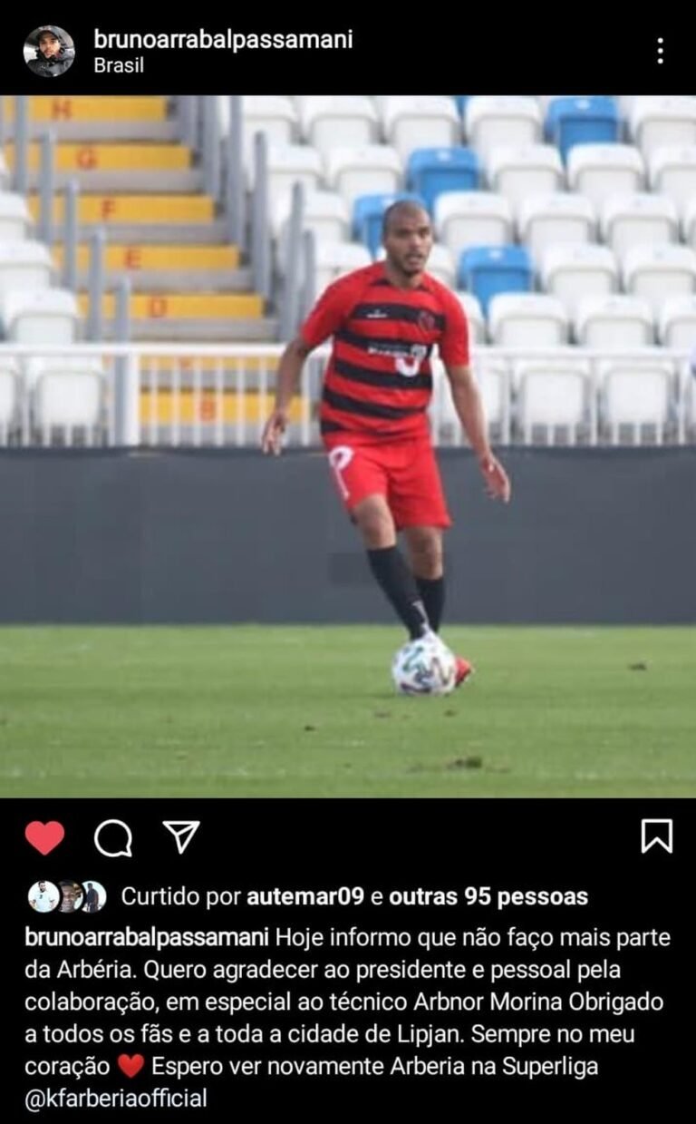 Bruno Arrabal, meio-campista rondoniense que atuava no Arberia, em Kosovo, deixa o clube