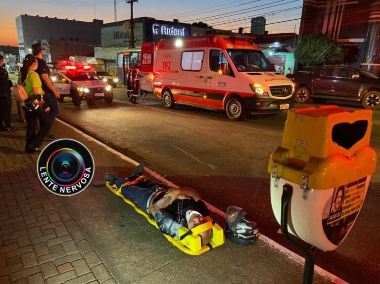 Motociclista atropela pedestre que atravessou fora da faixa no centro da capital