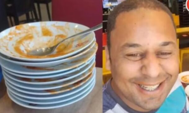 Pintor é expulso de rodízio após comer 23 pratos de massa – VEJA O VÍDEO Pintor é expulso de rodízio após comer 23 pratos de massa – VEJA O VÍDEO