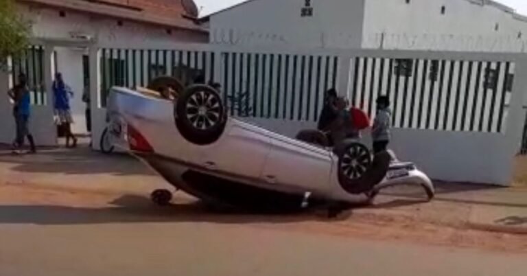 Motorista embriagado é preso após capotar carro de luxo na Avenida Campos Sales