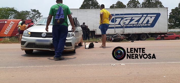 Motoqueiro quebra braço e perna em grave acidente em Candeias do Jamari