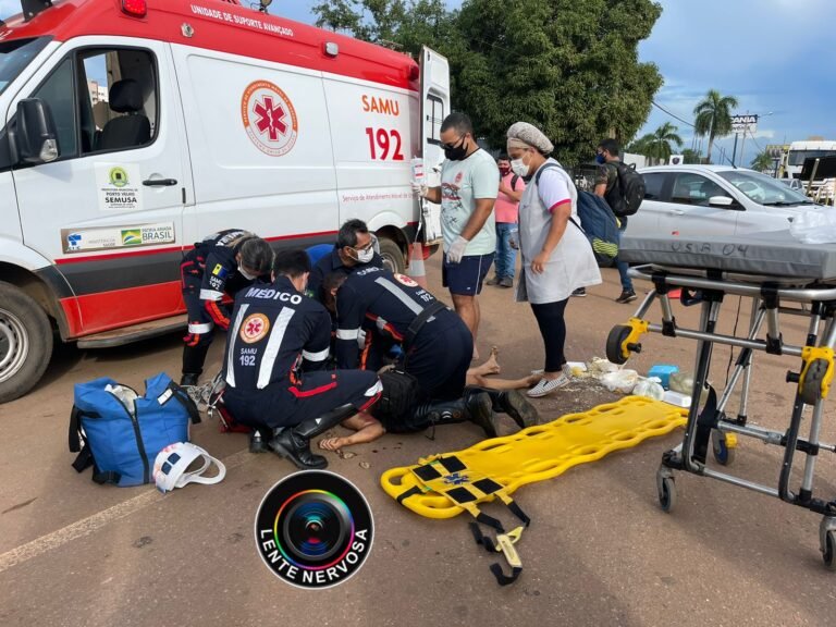 URGENTE – Samu tenta salvar mulher atropelada por carreta na capital
