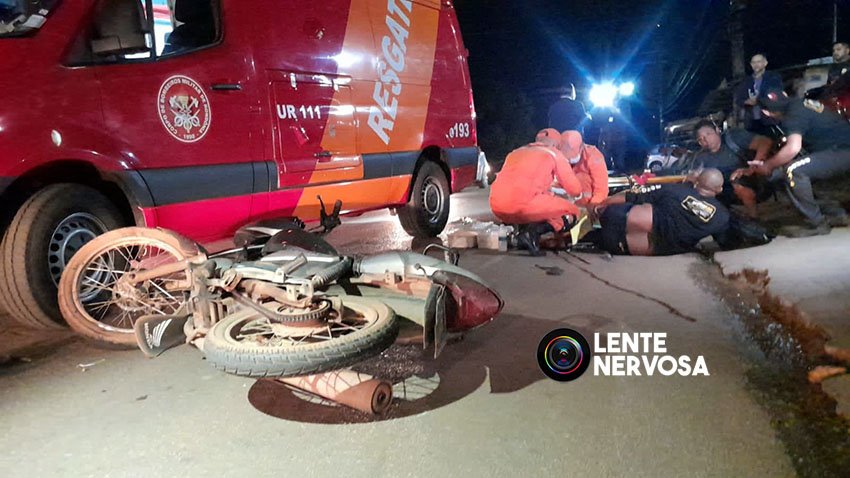 Acidente na zona sul resulta em motociclista com fratura exposta na perna