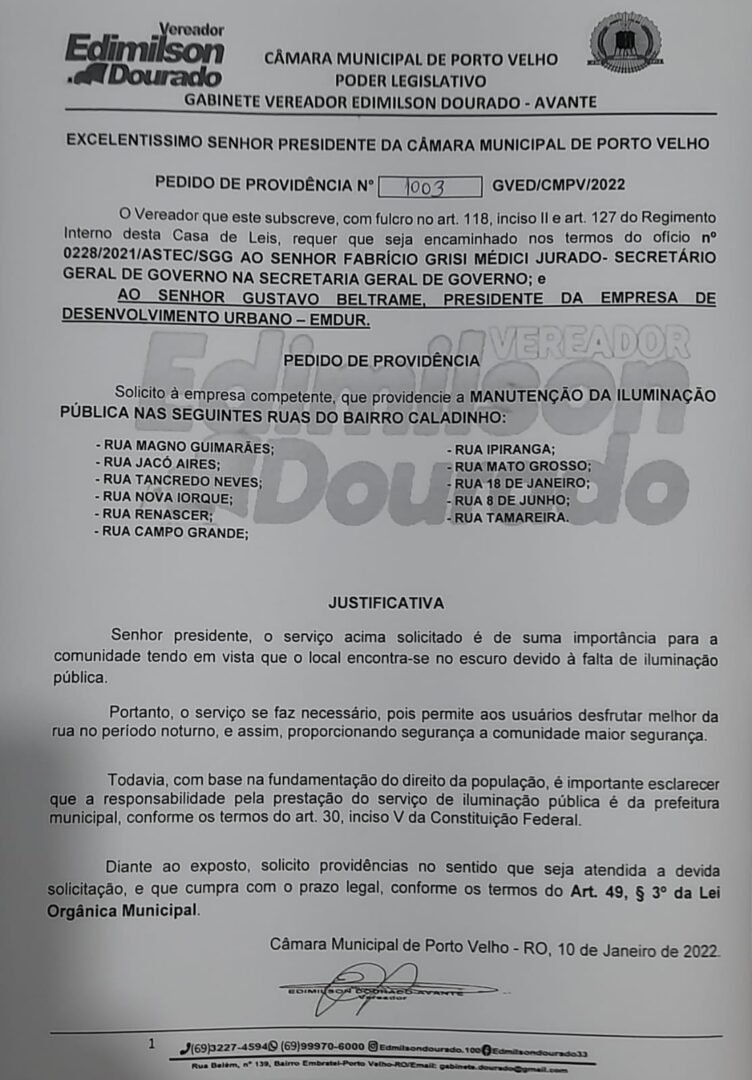 Iluminação é revitalizada em ruas da zona sul após solicitação do vereador Edmilson Dourado