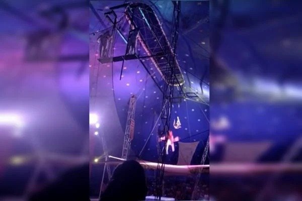 Vídeo: trapezista cai de uma altura de 3 metros em circo no Ceará