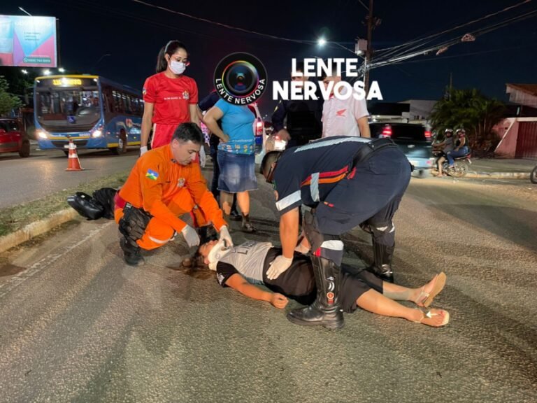 Casal em moto fica ferido ao atropelar cachorro na capital – VÍDEO