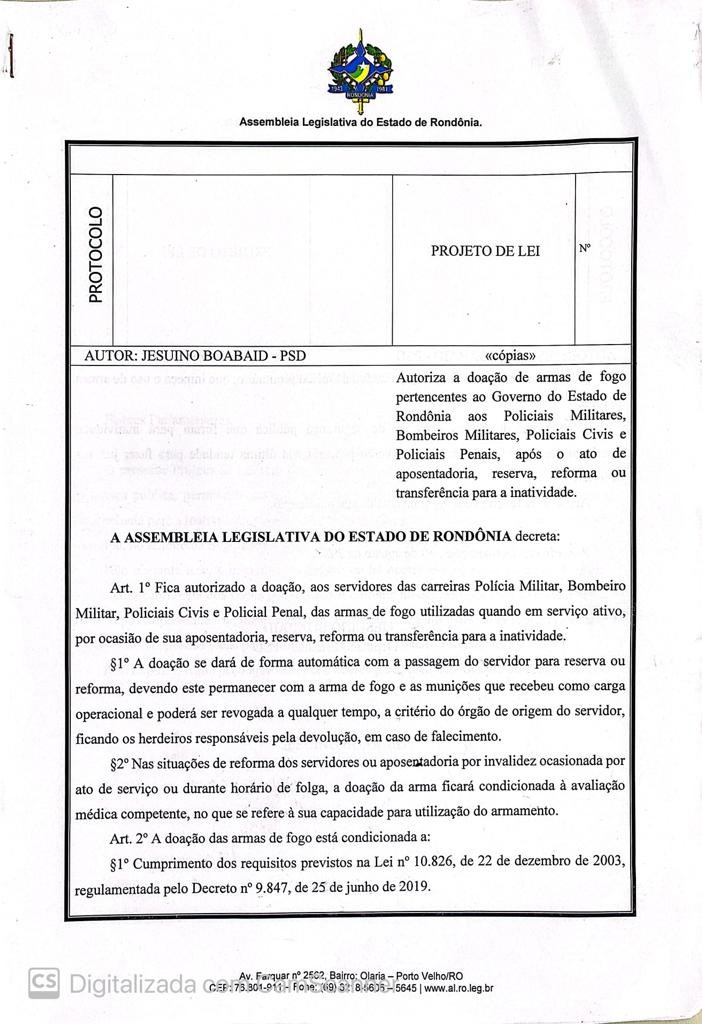 Lei de Jesuíno Boabaid garante doação de armas para policiais que se aposentarem