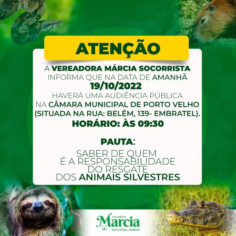 Últimas Notícias 3 Vereadora Márcia Socorristas realiza Audiência Pública sobre resgate de animais silvestres
