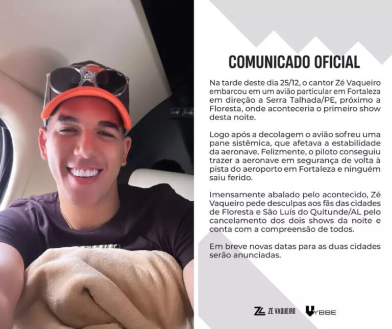 Avião com cantor Zé Vaqueiro sofre pane e retorna a Fortaleza após decolagem