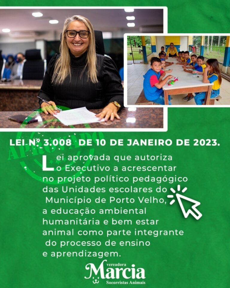 Últimas Notícias 1 Vereadora Márcia Socorristas tem lei aprovada sobre educação humanitária e bem estar animal nas escolas do município