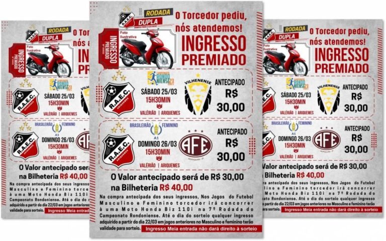 Últimas Notícias 1 Real Ariquemes irá sortear moto para quem adquirir ingressos para as partidas do Rondoniense e do Brasileiro Feminino