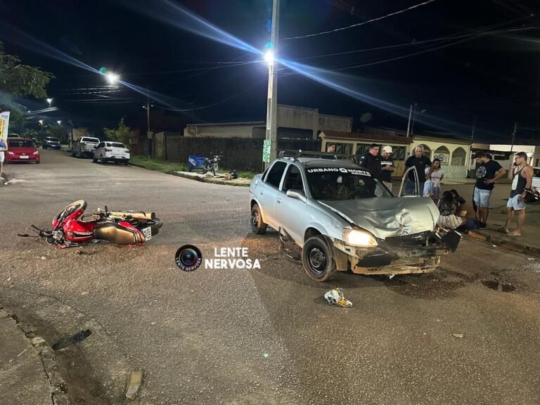 URGENTE – Motociclista fica ferido em colisão frontal na zona Sul