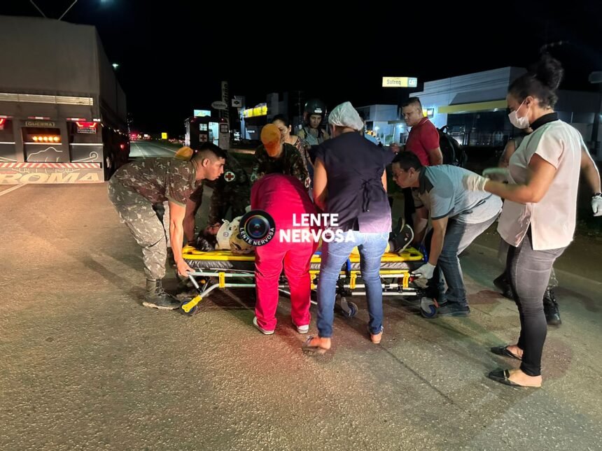 URGENTE - Cachorro morre e mulher fica ferida em atropelamento na BR-364