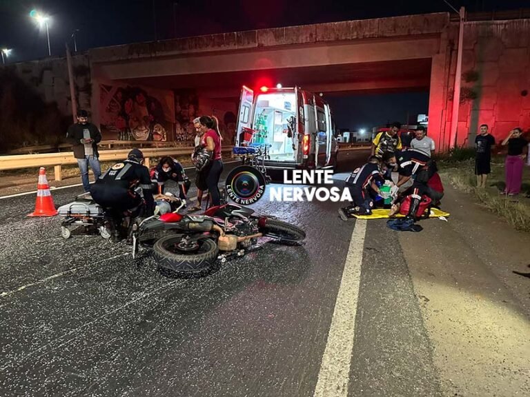 Ciclista tem perna quebrada ao ser atropelada por motociclista quando atravessava a BR-364, na capital – VÍDEO