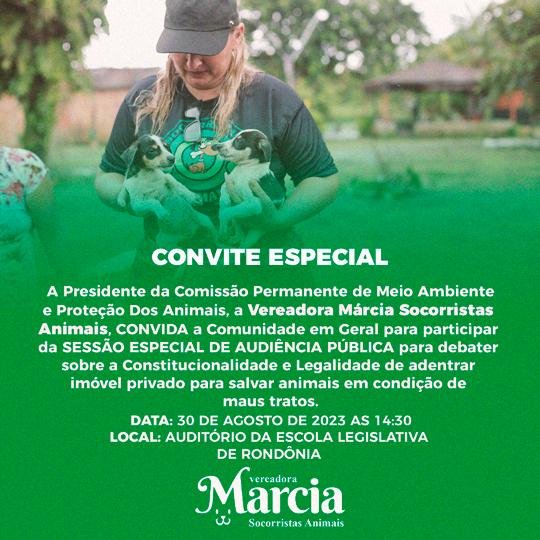 Vereadora Márcia Socorristas realizará Audiência Pública sobre resgate de animais em imóveis privados