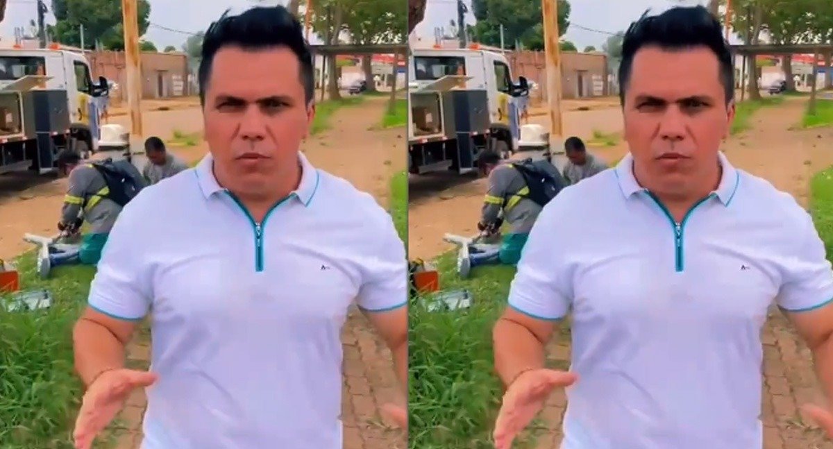 Vereador Edimilson Dourado acompanha serviço de instalação de luz de LED na praça João Roque Lima