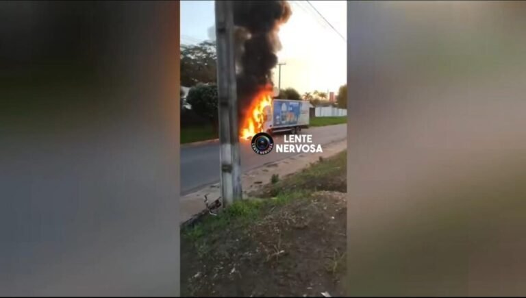 Motociclista invade contramão e colide frontalmente com caminhão