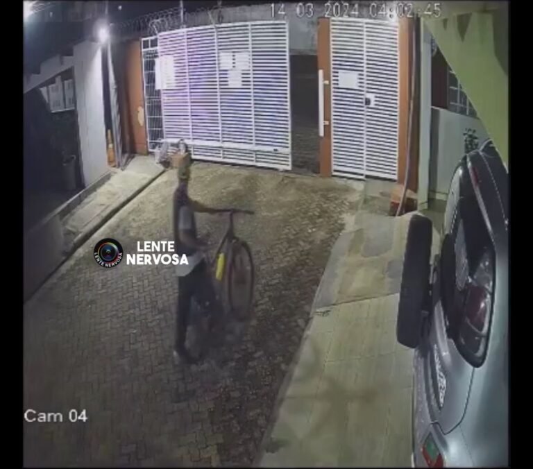 Criminoso danifica motor de portão e furta bicicleta em condomínio na zona sul – VEJA O VÍDEO