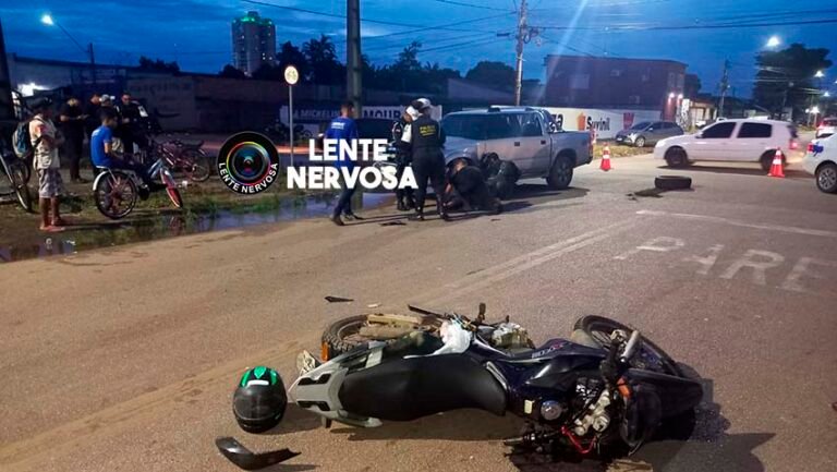 Últimas Notícias 1 Motorista de caminhonete invade preferencial e quebra a perna de motociclista em acidente