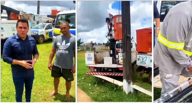 Vereador Edimilson Dourado tem pedido atendido para serviço de manutenção e instalação de Refletores de LED no Campo Abobrão