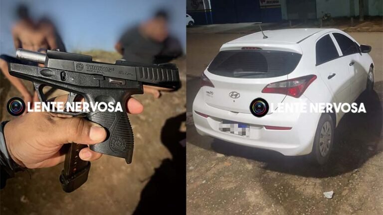 “PARA DEFESA, SINHÔ”: Policiais do Gtam prendem pai e apreendem filho de 15 anos que estavam com arma em HB20