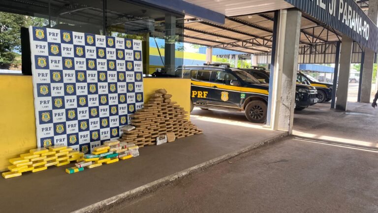 PRF apreende 166 kg de drogas escondidas em carga de madeira na BR-364