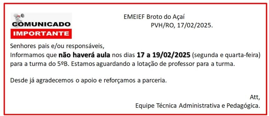 ENSINO PREJUDICADO – Alunos da rede municipal estão há semanas sem professor em escola na zona sul