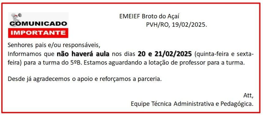 ENSINO PREJUDICADO – Alunos da rede municipal estão há semanas sem professor em escola na zona sul