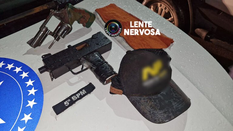 Criminosos são presos com submetralhadora e revólver após roubo em residência