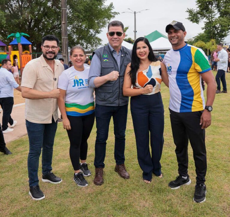 Deputada federal Cristiane Lopes e governador Marcos Rocha entregam nova praça do Abobrão