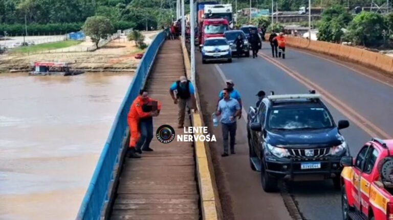 Totem de segurança auxilia no resgate de vigilante em crise na ponte sobre o Rio Madeira, em Porto Velho