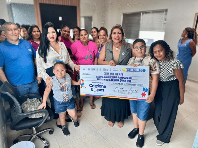 Cristiane Lopes destina R$ 100 mil à AMA-RO e reforça apoio às famílias atípicas