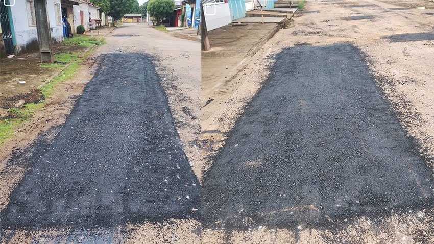 asfalto2 Vereador Edimilson Dourado solicita e Seinfra realiza serviço de tapa-buracos na Rua Sorocaba, no Bairro Caladinho