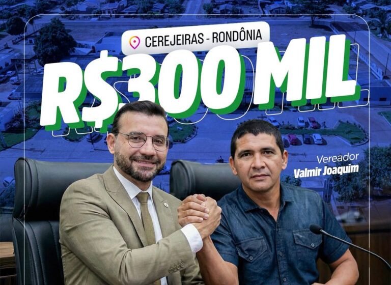 Deputado Ribeiro do Sinpol destina R$ 300 mil à Prefeitura de Cerejeiras para investimentos em medicamentos e insumos