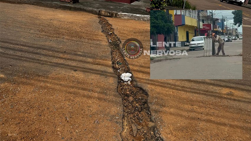 Asfalto é destruído sem autorização para ligar fossa de residência à rede de esgoto na zona sul - VÍDEO