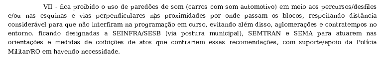 Decreto municipal proíbe paredões de som automotivo durante o carnaval em Porto Velho