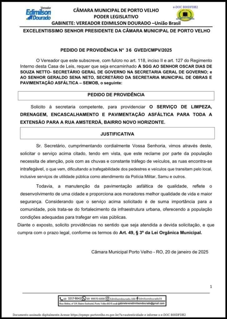 Prefeitura inicia obras de drenagem e asfaltamento na zona sul a pedido do vereador Edimilson Dourado 5 Prefeitura inicia obras de drenagem e asfaltamento na zona sul a pedido do vereador Edimilson Dourado