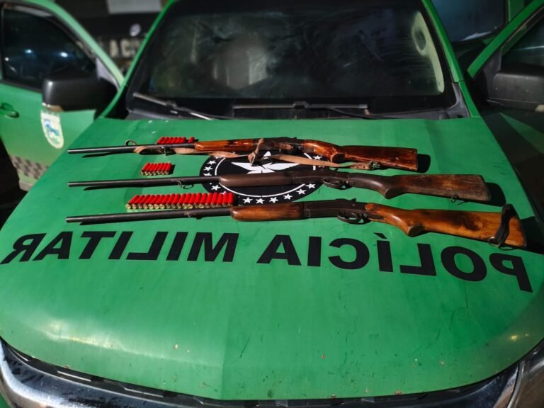 Trio é detido com espingardas durante fiscalização policial na BR-429, em Seringueiras