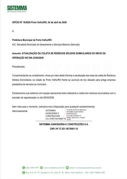 Sistemma promete normalização até dia 26, mas coleta ainda falha no dia 30 em Porto Velho