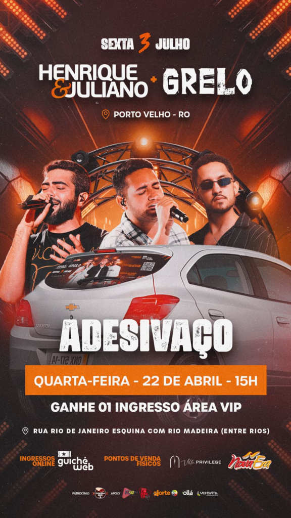 É HOJE! Adesive o carro e ganhe ingresso VIP para o show de Henrique e Juliano