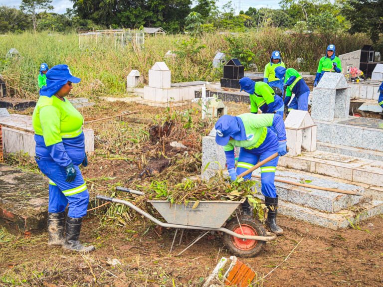 Mutirão prepara cemitérios para receber famílias no Dia das Mães