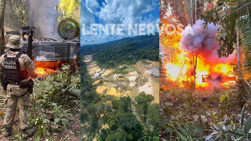 Máquinas são inutilizadas em ofensiva contra garimpo ilegal em área indígena - VEJA O VÍDEO