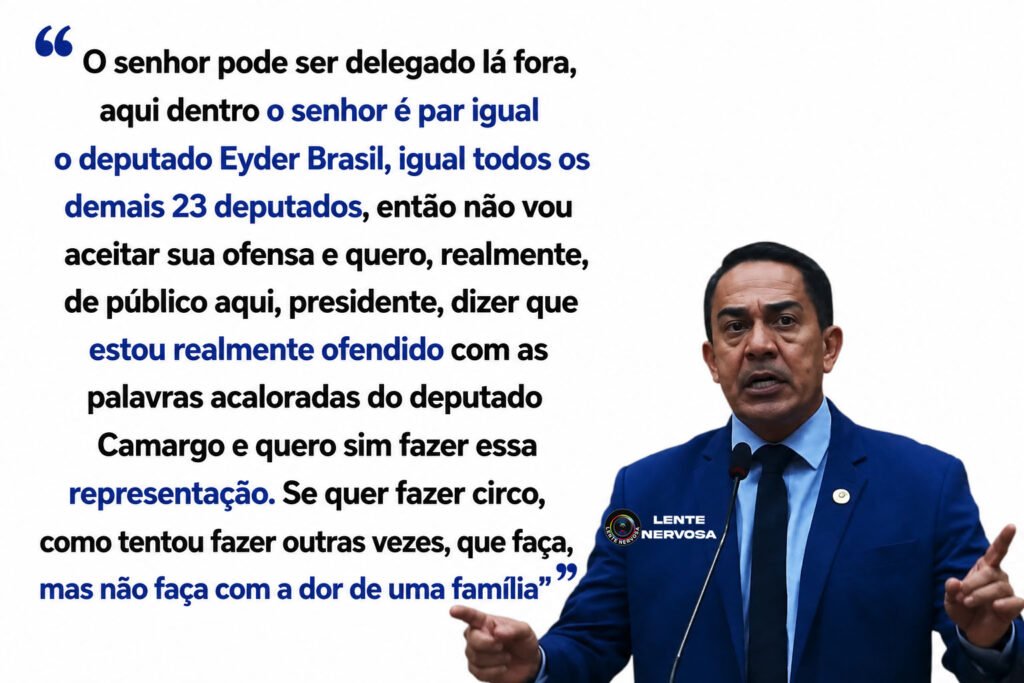 Deputado Eyder Brasil anuncia denúncia no Conselho de Ética contra Rodrigo Camargo após ofensas durante sessão - VEJA O VÍDEO
