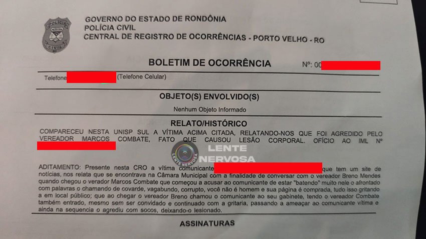 Vereador é acusado de agredir jornalista com socos dentro de gabinete na Câmara Municipal de Porto Velho