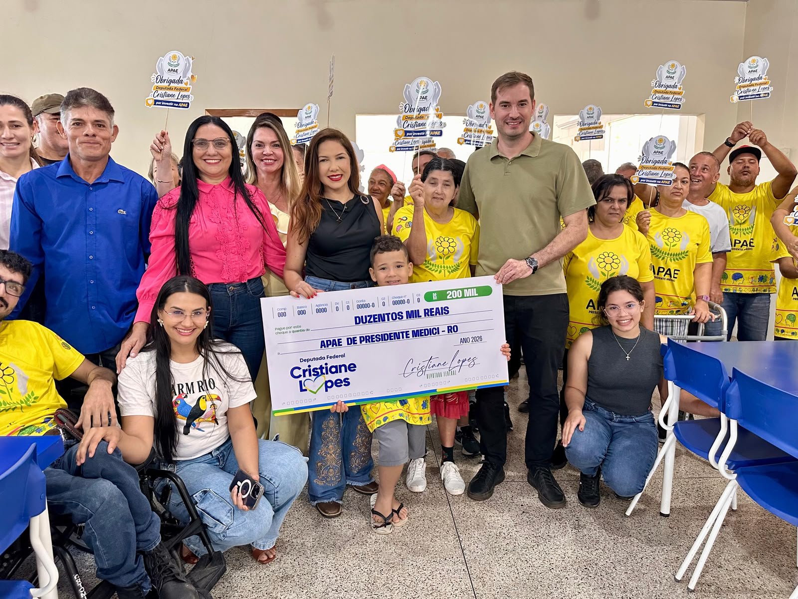 Deputada Federal Cristiane Lopes destina R$ 200 mil para fortalecer atendimento da APAE em Presidente Médici