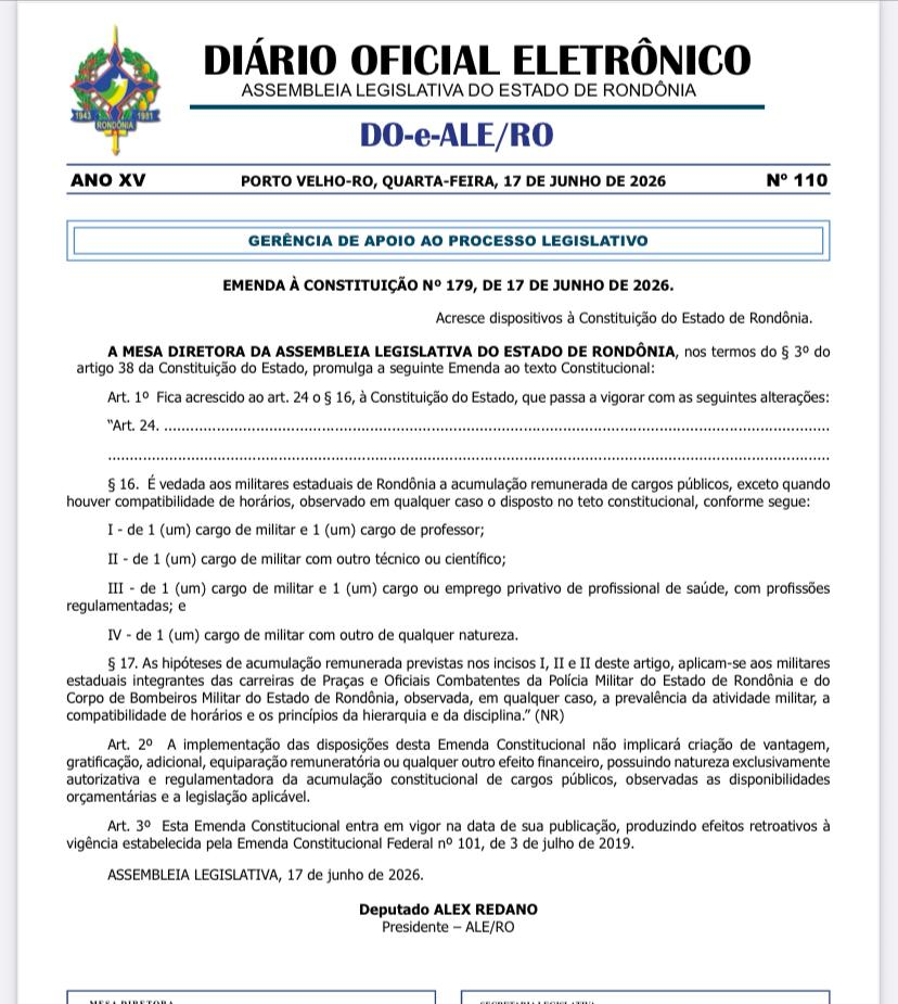 Assembleia aprova PEC que garante acúmulo de cargos para policiais e bombeiros militares