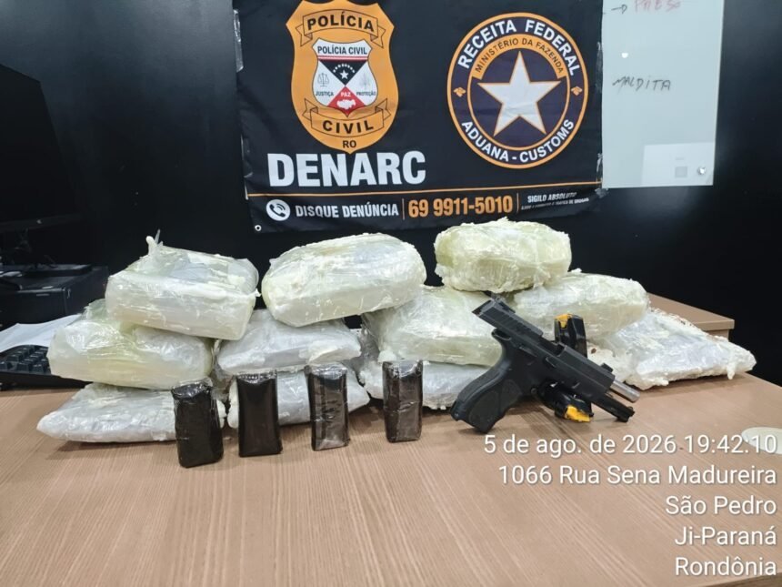 Polícia Civil e Receita Federal apreendem drogas e arma em Ji-Paraná