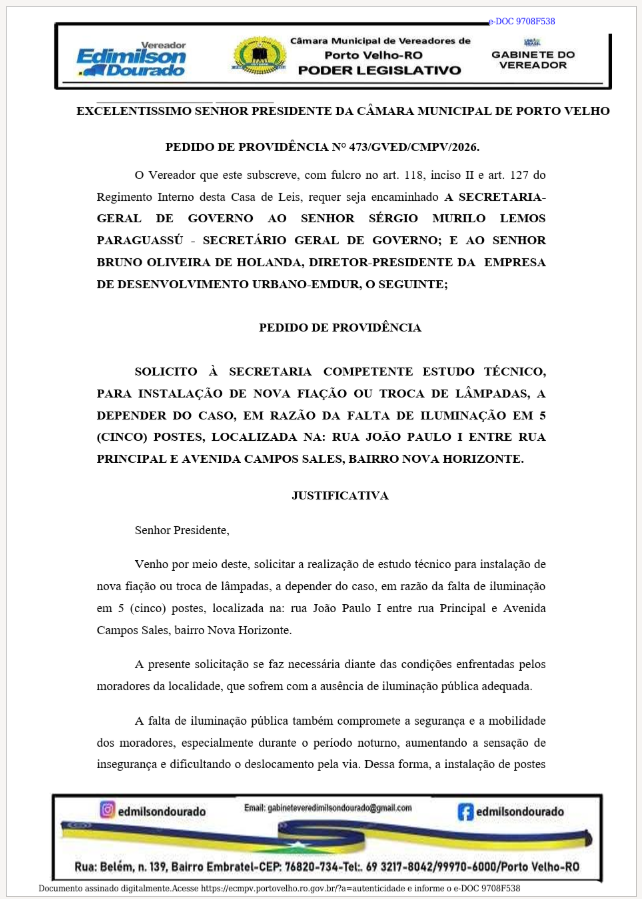 Vereador Edmilson Dourado cobra vistoria em postes com lâmpadas apagadas no Novo Horizonte 3 Vereador Edmilson Dourado cobra vistoria em postes com lâmpadas apagadas no Novo Horizonte