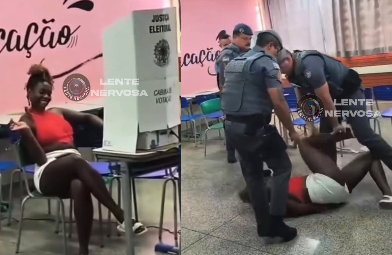 Mulher é algemada pela polícia após se recusar a sair de sala de votação - VEJA O VÍDEO